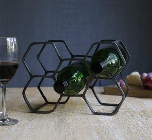 Estante de vino compacto moderno hecho a mano, soporte para bebidas para el hogar, Bar, mesa superior, solución de almacenamiento de Metal al por mayor - Product Image 5