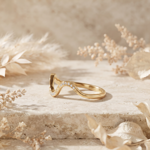 18K Gold Wave <b>Ring</b> Delicate Curved Diamond Wedding Band Minimalist <b>Stacking</b> <b>Ring</b> Women's <b>Ring</b> Promise <b>Ring</b> Gift For Women - Product Image 2