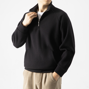 Sudadera con capucha de media cremallera para hombre, de felpa francesa de 420G, con estampado digital personalizado, cuello alto, OEM ODM - Product Image 2