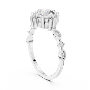 Conjunto de Diamantes Cultivados en Laboratorio de 1 Quilate, Oro Blanco Sólido de 18 Quilates con Baño de Rodio, Estilo Vintage, para Mujer, Ideal para Compromisos, Fiestas, Eventos Glamurosos y Bodas - Product Image 2