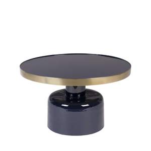 Mesa de Centro Redonda Moderna de Primera Calidad con Tapa de Vidrio Templado y Estructura Metálica de 57 cm de Diámetro, Giratoria, Mueble para Sala de Estar - Product Image 1
