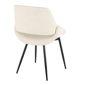 Set of 2 Mid Century Modern Fabrico <b>Dining</b> <b>Chairs</b> <b>Black</b> Metal <b>and</b> <b>Cream</b> Fabric Accent <b>Chairs</b> - Product Image 4