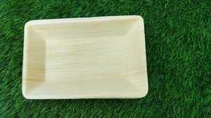 Plateau Rectangle 10x7 pouces assiette en céramique biodégradable et compostable plat plaqué Areca feuille de palmier produit écologique - Product Image 2