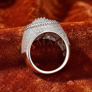 Custom 925 Sterling <b>Silver</b> Round Cluster <b>Ring</b> for <b>Men</b> Iced Out VVS Moissanite Diamond Pinky <b>Ring</b> Hip Hop Jewellery - Product Image 2