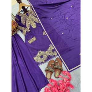 Diseñador Party Wear Top & Dupatta Set Hermoso XL Tamaño Plazzo y Dupatta - Product Image 1
