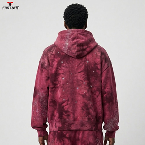 2026 Best Sale Heavyweight High Quality Plain Custom Unisex <b>Men's</b> Winter 100% Cotton Sport Wear Rhinestone Hoodies - Product Image 4