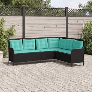 Divano Patio in Rattan nero a forma di L con cuscini divani da giardino - Product Image 3