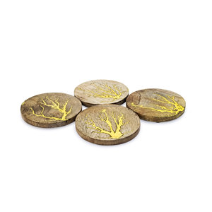 Sous-verres nouvellement arrivés - Style classique, rond, en bois, vaisselle écologique avec support, tapis et coussinets pour la maison et les restaurants - Product Image 1