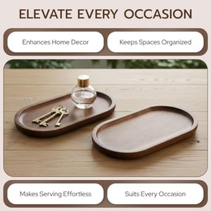 Platos Ovalados de Madera de Teca Hechos a Mano con Incrustaciones de Piedras Preciosas |   Bandejas para Servir al por Mayor - Product Image 3