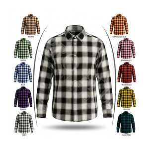 Camisa de Franela a Cuadros con Estampado Personalizado, Estilo Urbano, Manga Larga, con Botones, Casual y Cómoda para Hombre - Product Image 1