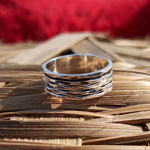 Three Tone <b>Spinner</b> <b>Ring</b> 925 Sterling Silver Meditation Band Stress Relief Jewelry - Product Image 4