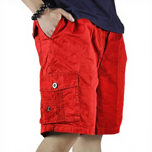 Shorts Bermuda en toile respirante pour homme, 100 % coton, écologiques, couleur unie, taille mi-haute avec cordon élastique, décontractés - Product Image 5