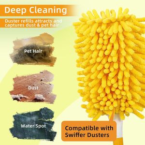ผ้าปัดฝุ่นไมโครไฟเบอร์แบบใช้ซ้ำได้ 360 องศา สำหรับงานหนัก ใช้ได้กับ Swiffer และพัดลมเพดาน - Product Image 2