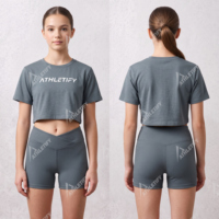 Ensemble de short et haut court athlétique côtelé pour femme, entièrement personnalisable, vêtements de fitness, tenue de yoga, logo personnalisé, ODM, vêtements de sport, marque privée