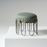Tabouret en tissu avec structure en métal de qualité supérieure, siège rembourré doux, repose-pieds ottoman pour la maison, le bureau, la chambre à coucher