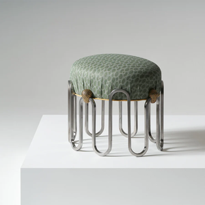 Premium Metal Iron Frame Fabric Upholstered <b>Stool</b> Soft Padded Seat Foot Rest <b>Ottoman</b> for Home Office Bedroom Furniture - Product Image 4
