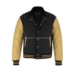 Chaqueta Varsity de Lana Negra para Hombre 2026 OEM, de Cuello Alto con Logo Frontal, 100% Alta Calidad, Bajo MOQ, Moda Calefactable, Superventas - Product Image 4
