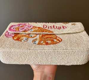 Bolso Rectangular de Algodón Hecho a Mano con Diseño de Flamenco y Cuentas de Vidrio Bordadas en Poliéster Lavable, Accesorio Artesanal - Product Image 2