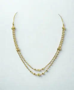 Exquisito Collar de Doble Capa Chapado en Oro de 22K con Cuentas de Oro y Diseño de Cadena Ornamentada Elegante para Mujer con Textura Intrincada - Product Image 2