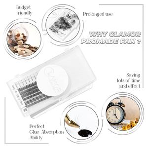 Glamoreyelash promade fans base de punto PBT coreano wispy promade volume fans 9D C Curl 9-17mm Pestañas postizas naturales unidas por calor - Product Image 6