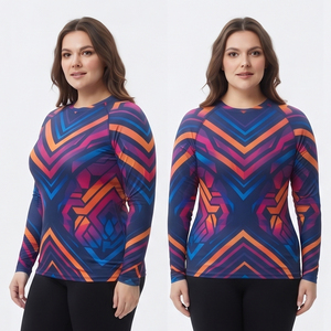 Women Long Sleeve Rash Guard Top Full Sleeve Sublimation Printed Sportswear <b>Compression</b> <b>Shirt</b> Plus Size Yoga Exercise Tee <b>Shirt</b> - Product Image 4