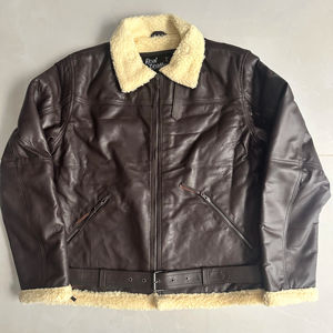 Chaqueta Clásica B-3 de Piel de Oveja para Hombre - Abrigo de Invierno Británico de Piel de Oveja con Cierre de Cremallera y Tela de Lona Lavada - Product Image 1