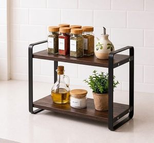 ชั้นวางไมโครเวฟ 2 ชั้น, ชั้นวางของโลหะอุตสาหกรรมขนาด 12x6x10 นิ้ว - Product Image 1