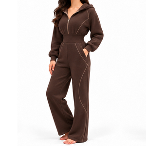 EAZWEARS Womens Fleece <b>Jumpsuit</b> Premium Comfortable Outfit Made To Order Clothing Factory Private Label Bulk Production Services - Product Image 3