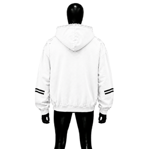 Sweat à capuche blanc surdimensionné personnalisé pour homme, effet vieilli, qualité supérieure, coupe décontractée, style streetwear urbain, skater, hip-hop - Product Image 2