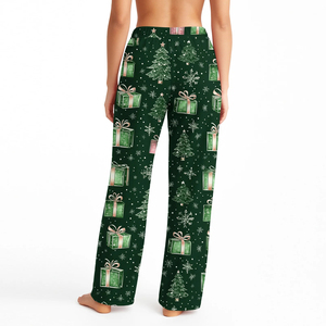Men's Christmas Wide Leg Pants Green Holiday Gift Tree Print <b>Elastic</b> <b>Waist</b> Casual Loose Lounge <b>Trousers</b> - Product Image 5