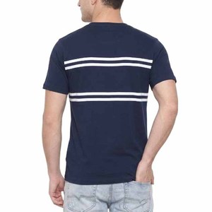 High Quality Men's Striped T-Shirt Short Sleeve O-Neck Regular Fit Cotton Casual Breathable Knitted Custom <b>Design</b> Men Shirts - Product Image 4
