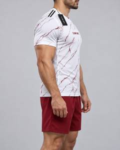 CLAW INTL ชุดเสื้อฟุตบอลชายแขนสั้นคอกลมสีขาวลายหินอ่อนสีแดง - Product Image 4