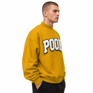 Mock Neck Sweatshirt For <b>Men</b> with Custom Chenille Letter Embroidery 100% Cotton Fleece <b>Pullover</b> <b>Mens</b> Mock Neck Sweatshirt - Product Image 2