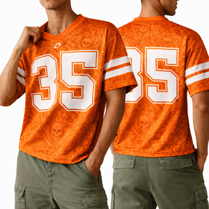 เสื้อเจอร์ซีย์ฟุตบอลลายโกธิคสไตล์ Y2K สำหรับทุกเพศ ทรงโอเวอร์ไซส์ คอวี เสื้อยืดกีฬา สตรีทแวร์  รับผลิตแบบซับลิเมชั่นตามสั่ง (OEM) - Product Image 1