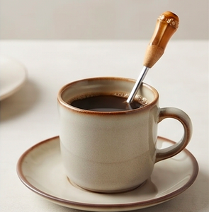 Silverware <b>Spoon</b> <b>Set</b> In Stainless Steel With <b>Wooden</b> Handle Perfect For Hotel Kitchenware And Wedding Dinnerware - Product Image 3