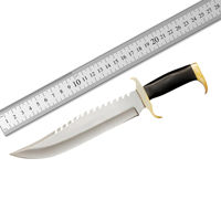 MORTALSAGA Couteau Bowie à lame fixe de survie en plein air, fait main sur mesure, 8 pouces, durable, en acier Damas et acier inoxydable, avec manche en os