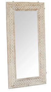Rectangular Wooden Wall <b>Mirror</b> with Carved Frame Shabby Chic Design Handmade Decorative <b>Mirror</b> for Entryway or Bedroom - Product Image 6