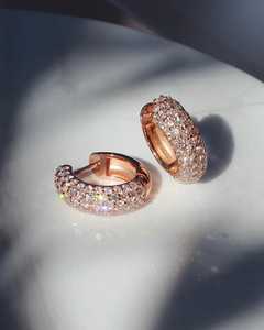 Diamond Pave <b>Huggie</b> Hoops Lab Grown 14K 18K <b>Solid</b> <b>Gold</b> 5 Row Dome Bubble IGI Certified Bridesmaid Earrings Women Everyday Wear - Product Image 4