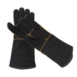 Gants de travail en cuir de vachette de qualité supérieure, résistants à la chaleur et au feu, personnalisables pour barbecue, four, cheminée, protection des mains. - Product Image 2