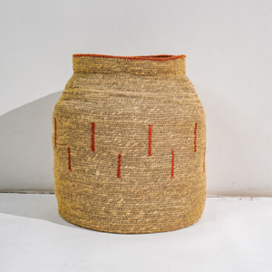 Decorative Braided Seagrass Circle <b>Basket</b> Eco-Friendly Modern Handwoven Storage Bin for Living Room Use and Home Organization - Product Image 1