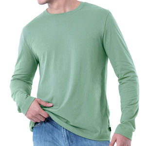 Camisetas de Manga Larga para Hombre al por Mayor, de Alta Calidad, Personalizadas con Serigrafía, Tejidas, 100% Algodón, Corte Regular, Diseño Sólido, Transpirables, para Gimnasio - Product Image 4