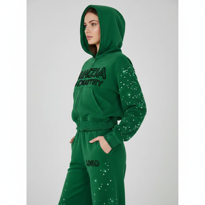 เสื้อฮู้ดซิป RANZIA สตรีทแวร์สำหรับผู้ชาย รุ่นหนาพิเศษ เสื้อฮู้ดซิป RANZIA ลุคทำสีซีดแบบวินเทจ เสื้อฮู้ดซิป RANZIA ประดับเพชรแบบหนาพิเศษ - Product Image 5