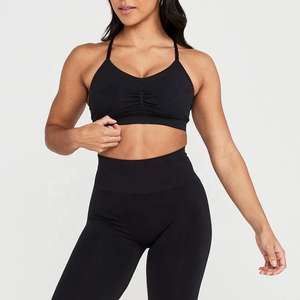 Nouveau soutien-gorge de sport Nesta Sports noir rembourré, sans coutures, à boucles réglables pour femme - Product Image 1