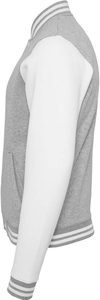 Veste universitaire pour homme en gris chiné et blanc, avec broderie chenille personnalisée, style baseball, veste universitaire Letterman - Product Image 4