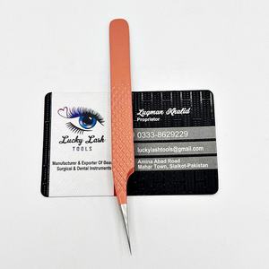 Pince à épiler droite enduite de poudre nue pointe en fibre d'acier inoxydable solide marque privée pince à épiler extension de cils beauté durable - Product Image 1