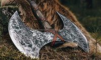 Hache à double tête Viking en acier Damas de qualité industrielle, manche en bois, personnalisable, pour le camping et la chasse, par Steel Craft International