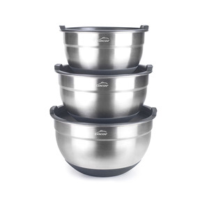 Set di 3 ciotole da cucina in acciaio inox Lacor con coperchi per uso in cucina - Product Image 1