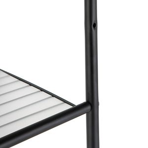 Freestanding <b>Corner</b> <b>Bathroom</b> Storage Tower Matte Black Steel 5-Shelf Rack with Glass Shelves - Product Image 4