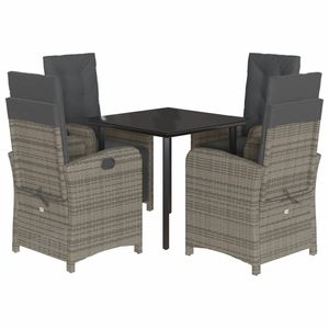 Set da Pranzo da Giardino in Rattan Grigio per 4 Persone, Resistente alle Intemperie, Design Contemporaneo - Product Image 2