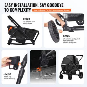 Chariot-poussette tout-terrain 2-en-1 pliable 2 places avec auvent et organisateur parent pour les aventures en plein air - Product Image 6